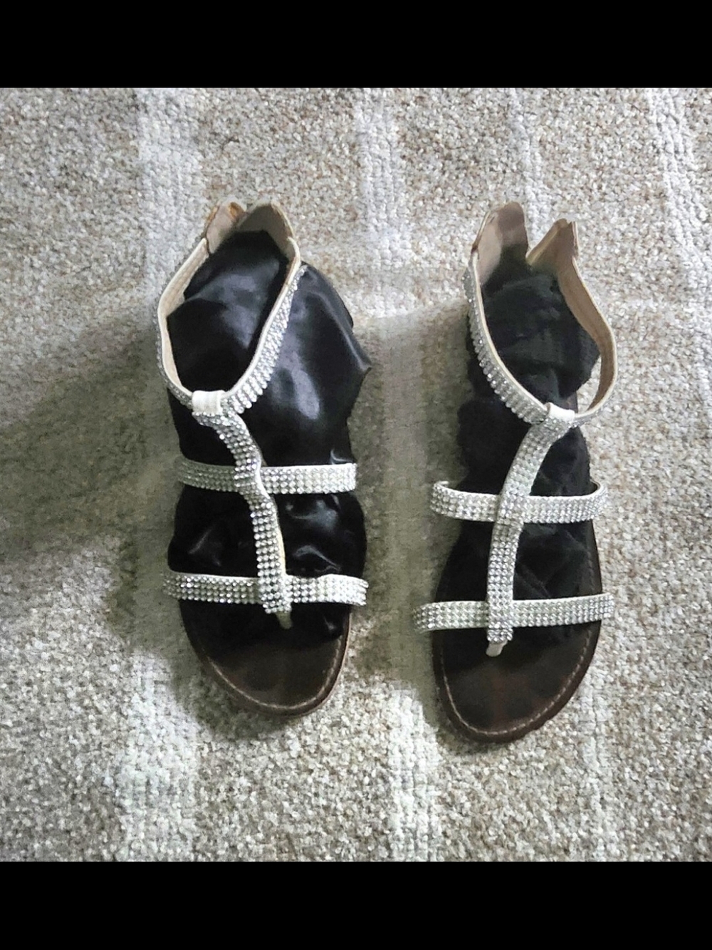 Jessica Simpson Black Sandals with Rhinestone Straps